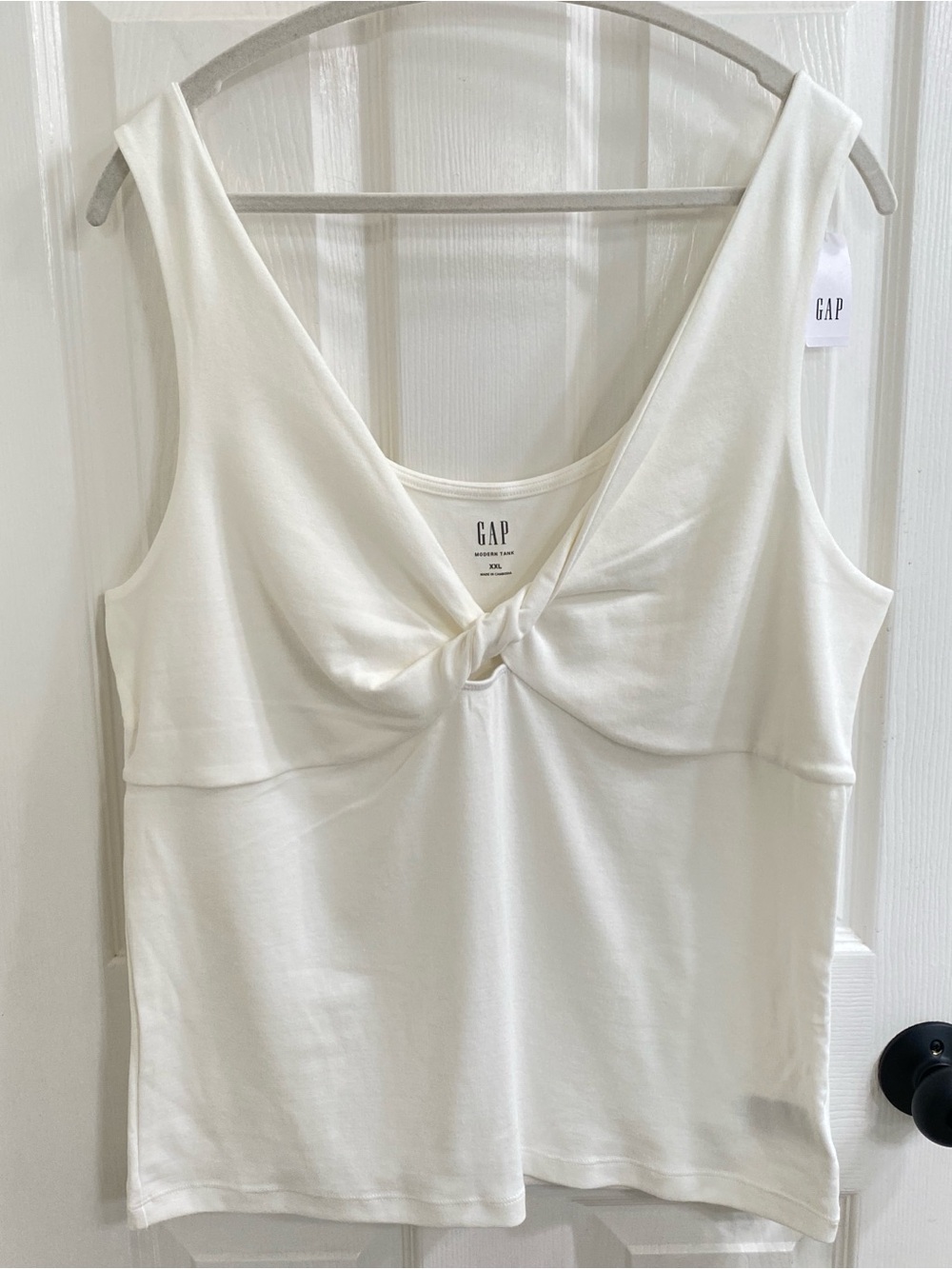 Gap Modern Tank XXL Ivory Twist Front Cutout Sleeveless Top Y2K 90s Minimalist
